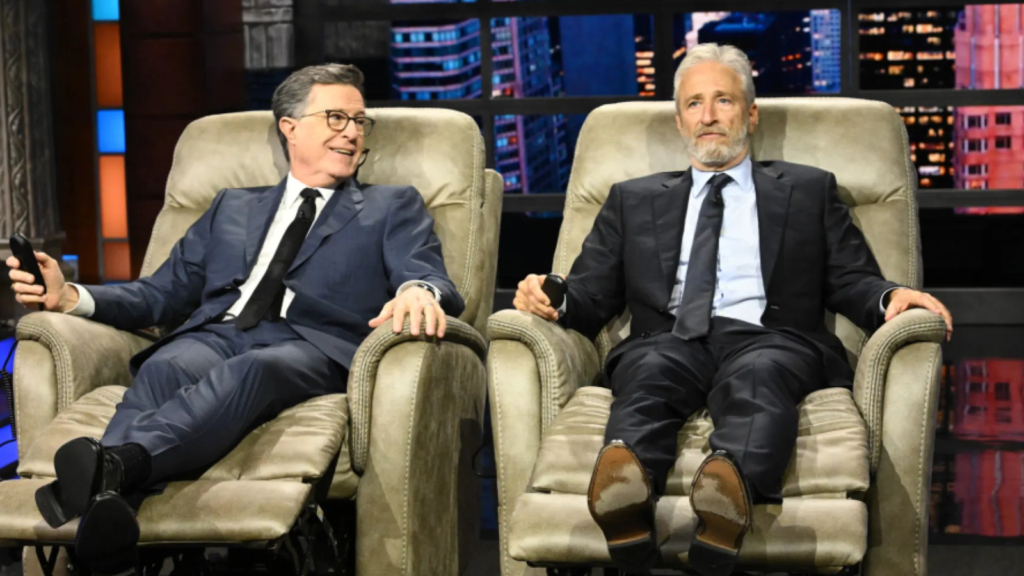 Watch Jon Stewart Celebrate Stephen Colbert as ‘Late Show’ Ends